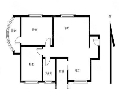 华景西苑小区2室2厅1卫户型图2
