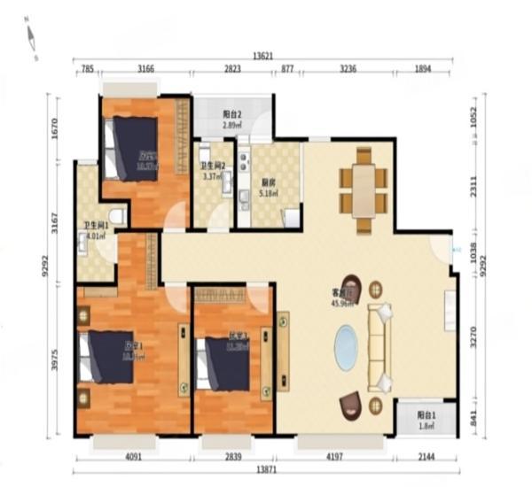 雍泉度假山庄 3室2厅 139㎡ 满五唯一_雍泉度假山庄二手房户型图片9