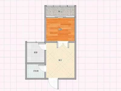 白金假日公寓小区1室1厅1卫户型图2