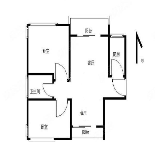 华发新城五期小区2室2厅1卫户型图4