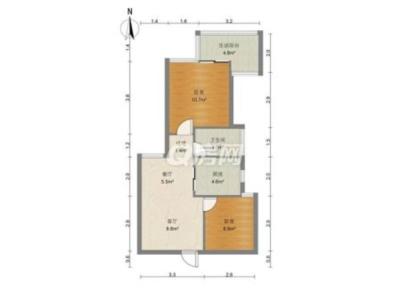 阳光里雅居小区2室2厅1卫户型图2