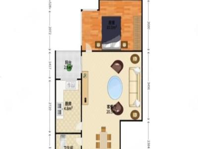 加和领御名苑小区1室1厅1卫户型图3