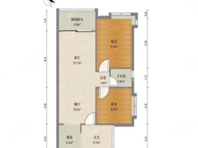忠信丽苑三期小区2室2厅1卫户型图2