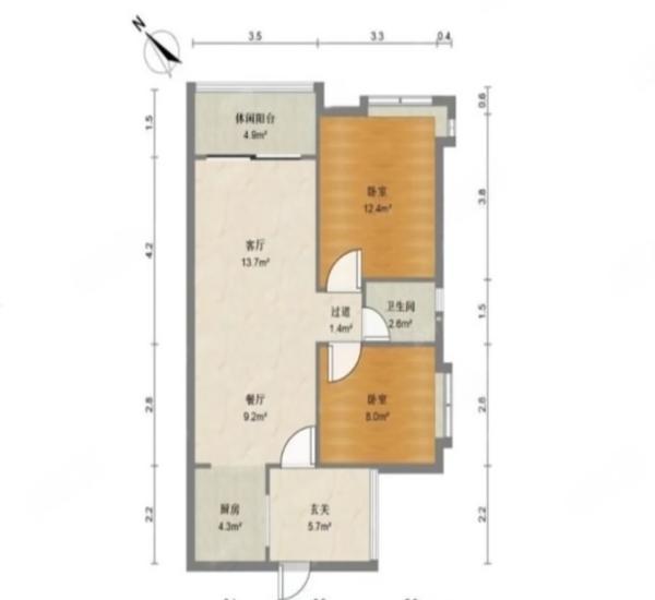 忠信丽苑三期小区2室2厅1卫户型图