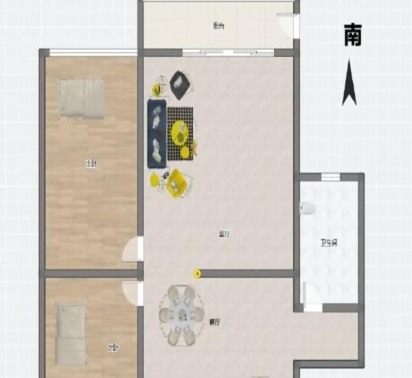 远洋新悦小区2室2厅1卫户型图2