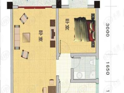 锦缘里嘉园小区1室1厅1卫户型图2