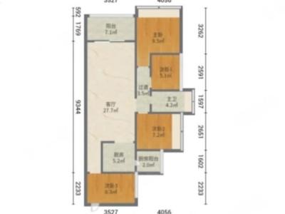 天麓花园小区4室2厅1卫户型图1