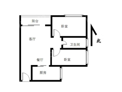怀德峰景南园小区2室2厅1卫户型图1