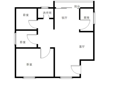 璞岸花园一期小区2室1厅1卫户型图3