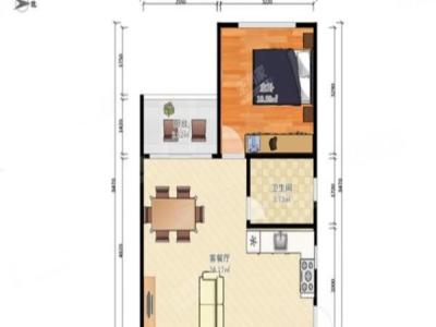城东名门小区1室1厅1卫户型图3