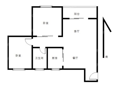 御庭园小区2室1厅1卫户型图3