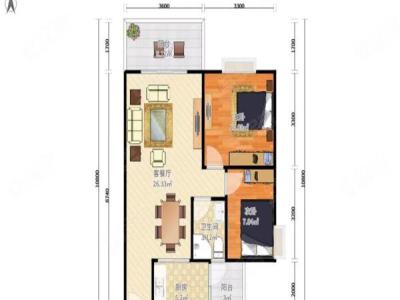 永怡花园北区小区2室1厅1卫户型图3