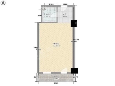 港隆国际小区1室1厅1卫户型图2