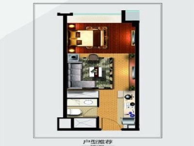 绿地国际花都小区1室0厅1卫户型图3