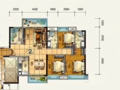 地铁金融城小区3室2厅2卫户型图3
