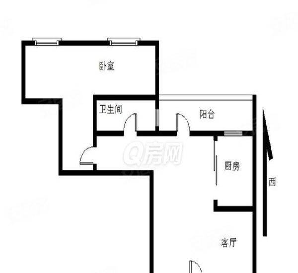 心海州小区1室1厅1卫户型图2