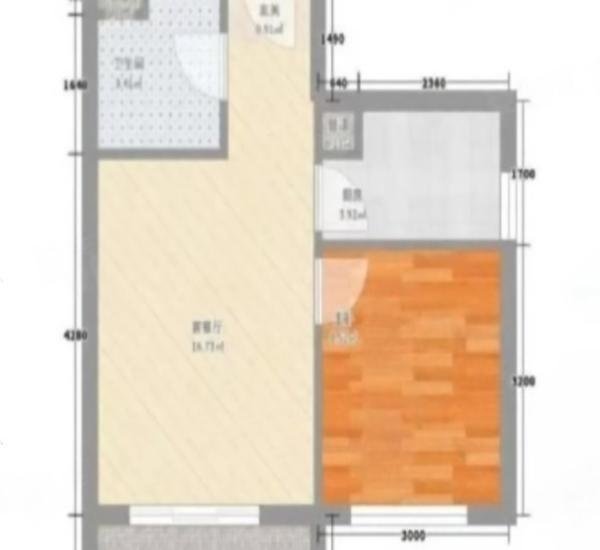 白金假日公寓小区1室1厅1卫户型图4