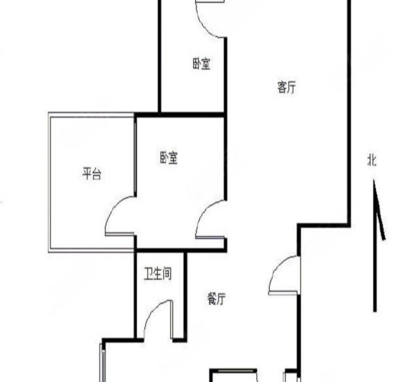 仁恒星园小区2室2厅1卫户型图2
