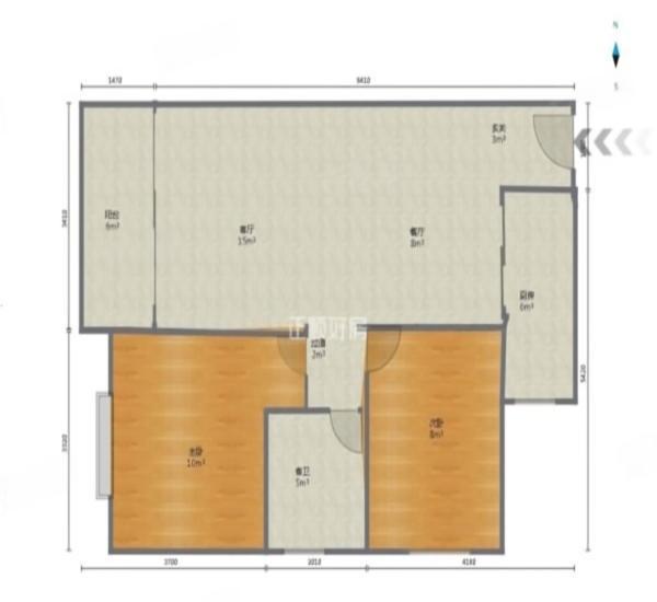 巴厘晓筑小区2室2厅1卫户型图12