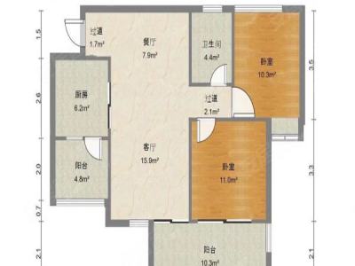 中澳世纪城小区2室2厅1卫户型图2
