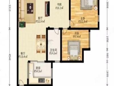 金域东郡小区2室2厅2卫户型图3