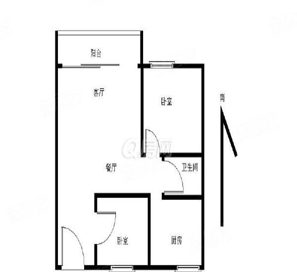 远洋新悦小区2室2厅1卫户型图3