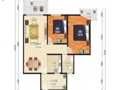 江南御都小区2室2厅1卫户型图1