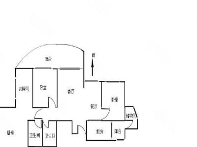 财富世家一二期3室2厅2卫户型图3