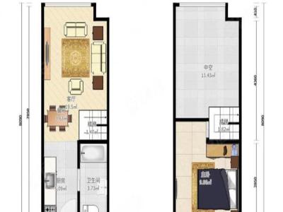 逢源公寓小区1室2厅2卫户型图2