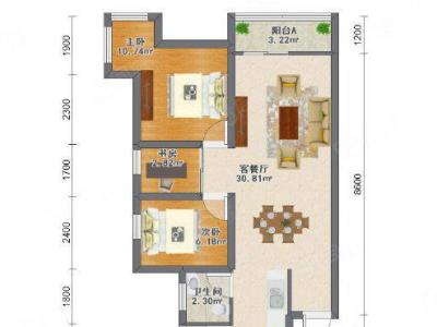 科苑学里小区2室2厅1卫户型图1