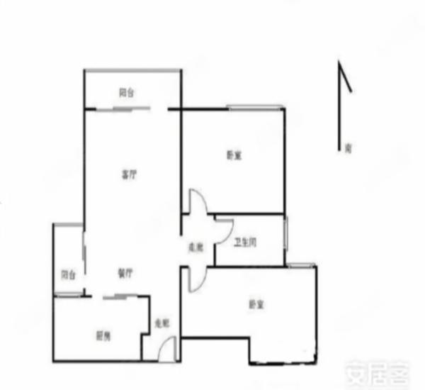 蓝湾半岛小区2室1厅1卫户型图3