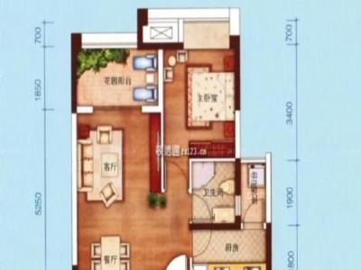 雅居乐悦景园小区1室1厅1卫户型图2