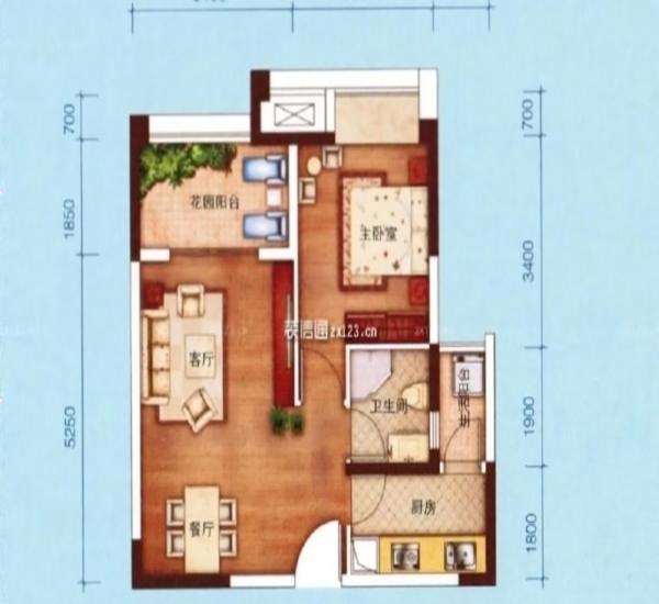 雅居乐悦景园小区1室1厅1卫户型图