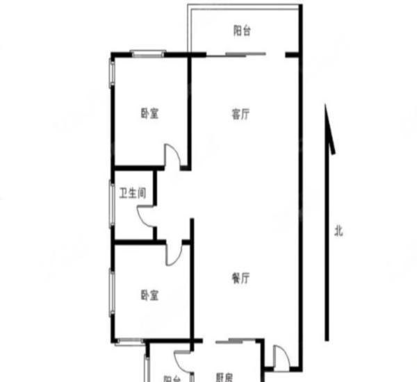 巴厘晓筑小区2室2厅1卫户型图5