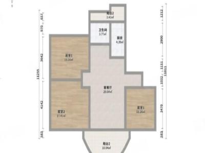 中环花园三期小区3室2厅1卫户型图1