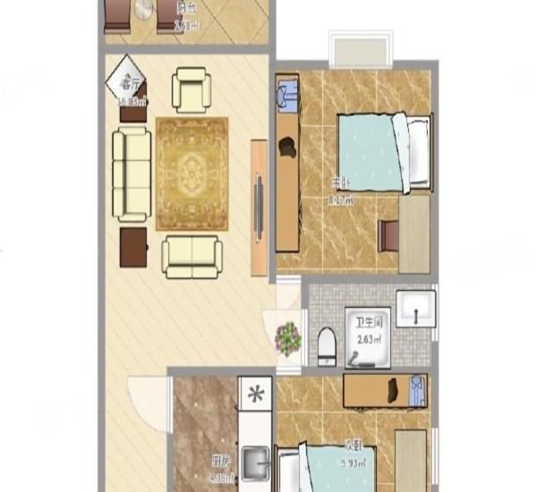 巴厘晓筑小区2室2厅1卫户型图15