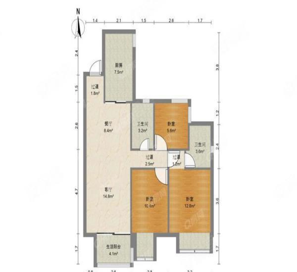 保利时代小区3室2厅2卫户型图52