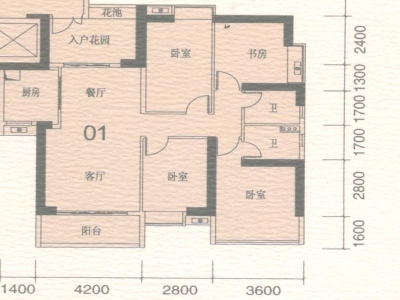 地铁金融城小区4室2厅2卫户型图1