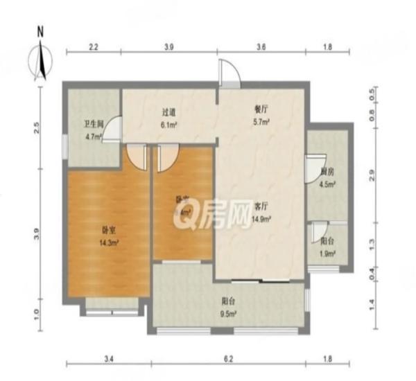 仁恒星园小区2室2厅1卫户型图11
