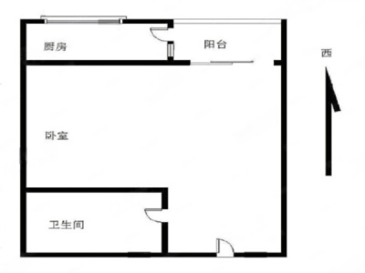 蓝钻双子座楼小区1室1厅1卫户型图2