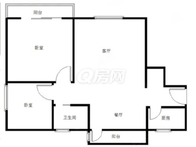 聚宝花园小区2室2厅1卫户型图1