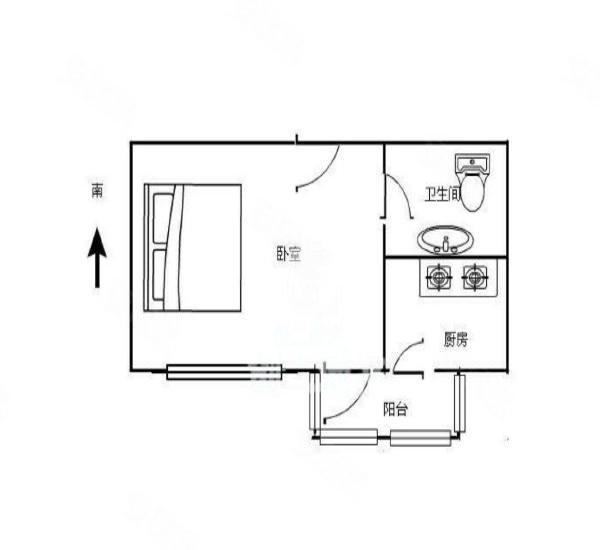 裕豪苑小区1室1厅1卫户型图3