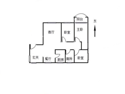 财富世家一二期小区3室2厅1卫户型图1