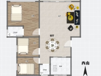 东康庭3室2厅2卫户型图2