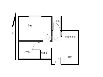 万象新园小区1室1厅1卫户型图2