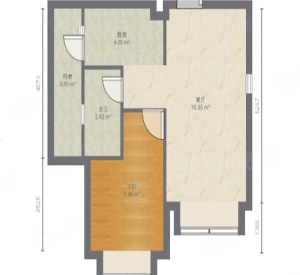 碧水岸小区1室1厅1卫户型图5