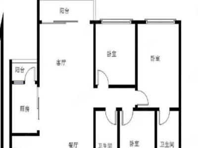 尚清园小区3室2厅2卫户型图2
