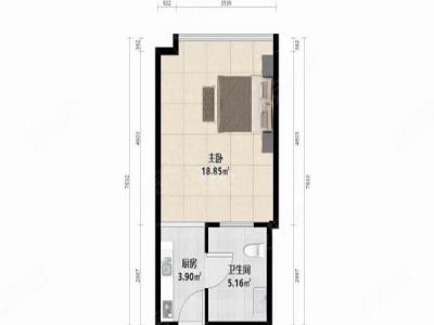 瑞思国际小区1室0厅1卫户型图1